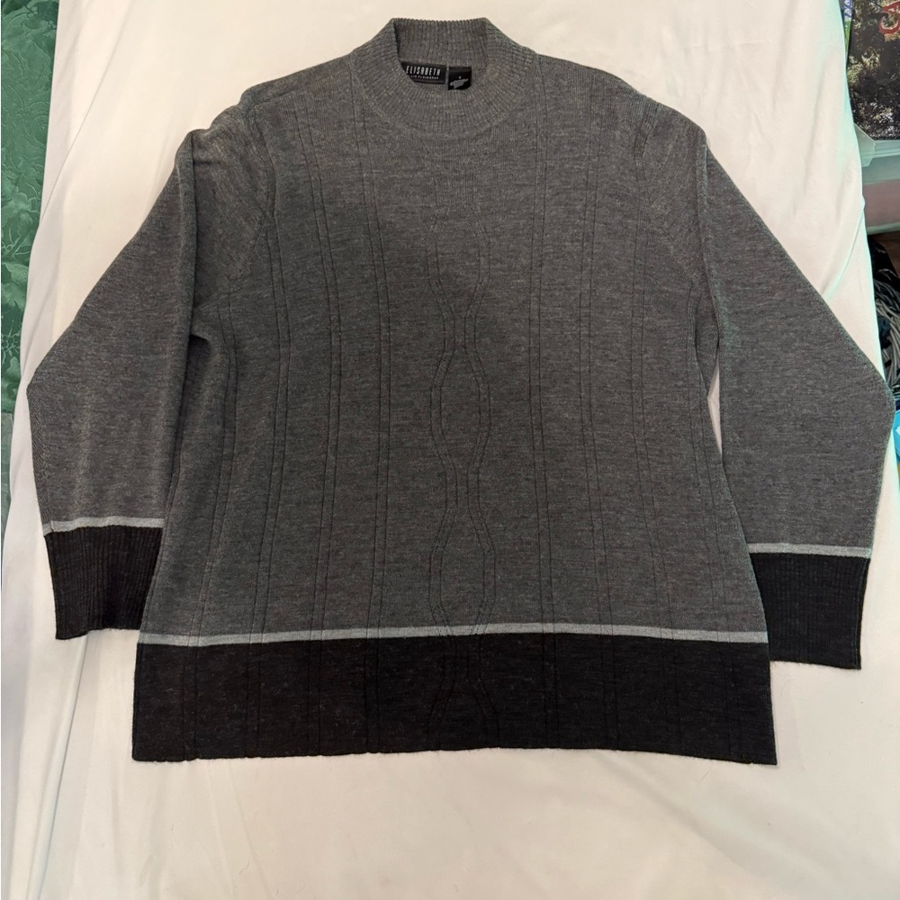 Liz Claiborne Women's Gray Cable Knit Sweater‎ wool blend 2